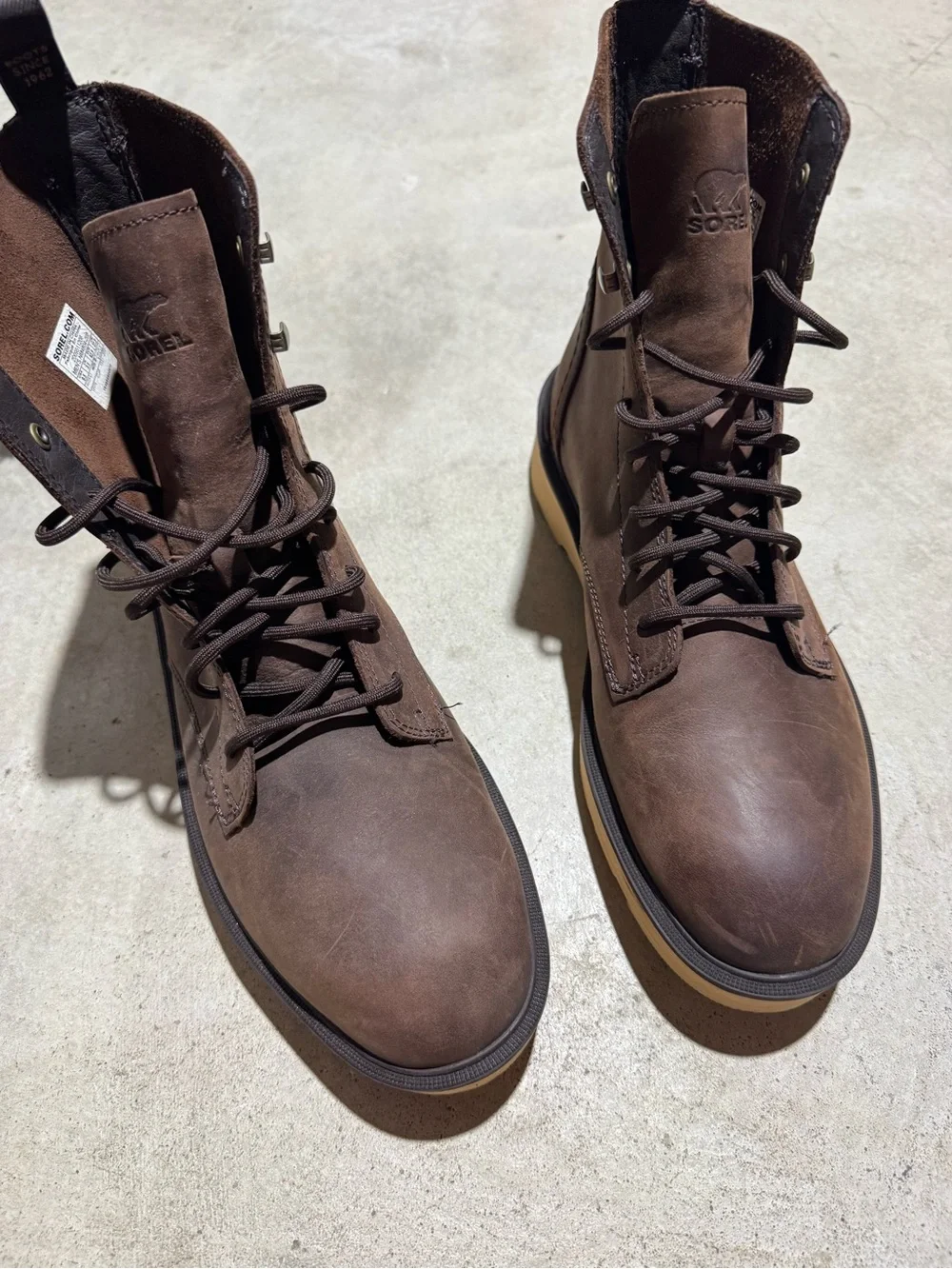 Sorel Mens Hi Line Lace Boots Size 9.5 Brown Leather Combat Hiking Fall